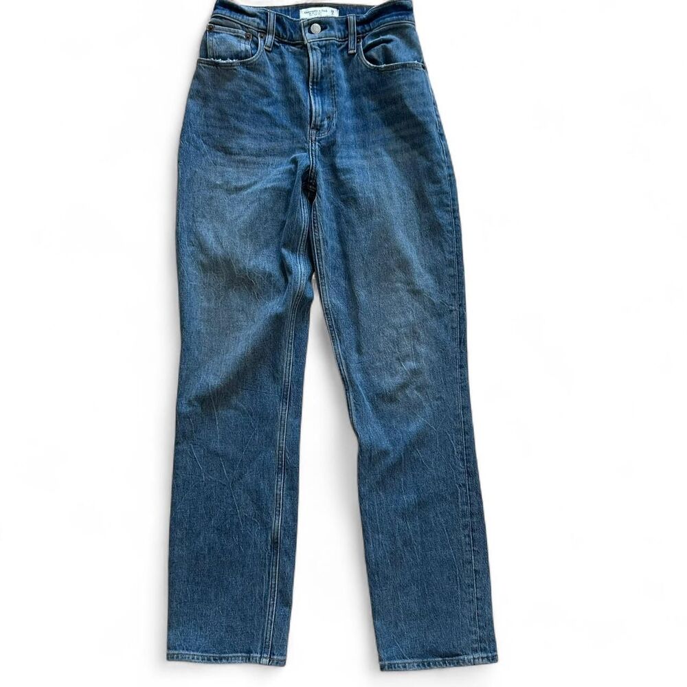Abercrombie & Fitch blue high-waisted straight-leg jeans